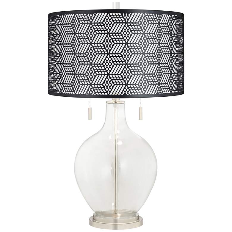 Image 1 Clear Glass Toby Table Lamp With Black Metal Shade
