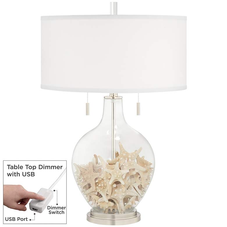 Image 1 Clear Glass Toby Table Lamp with Dimmer