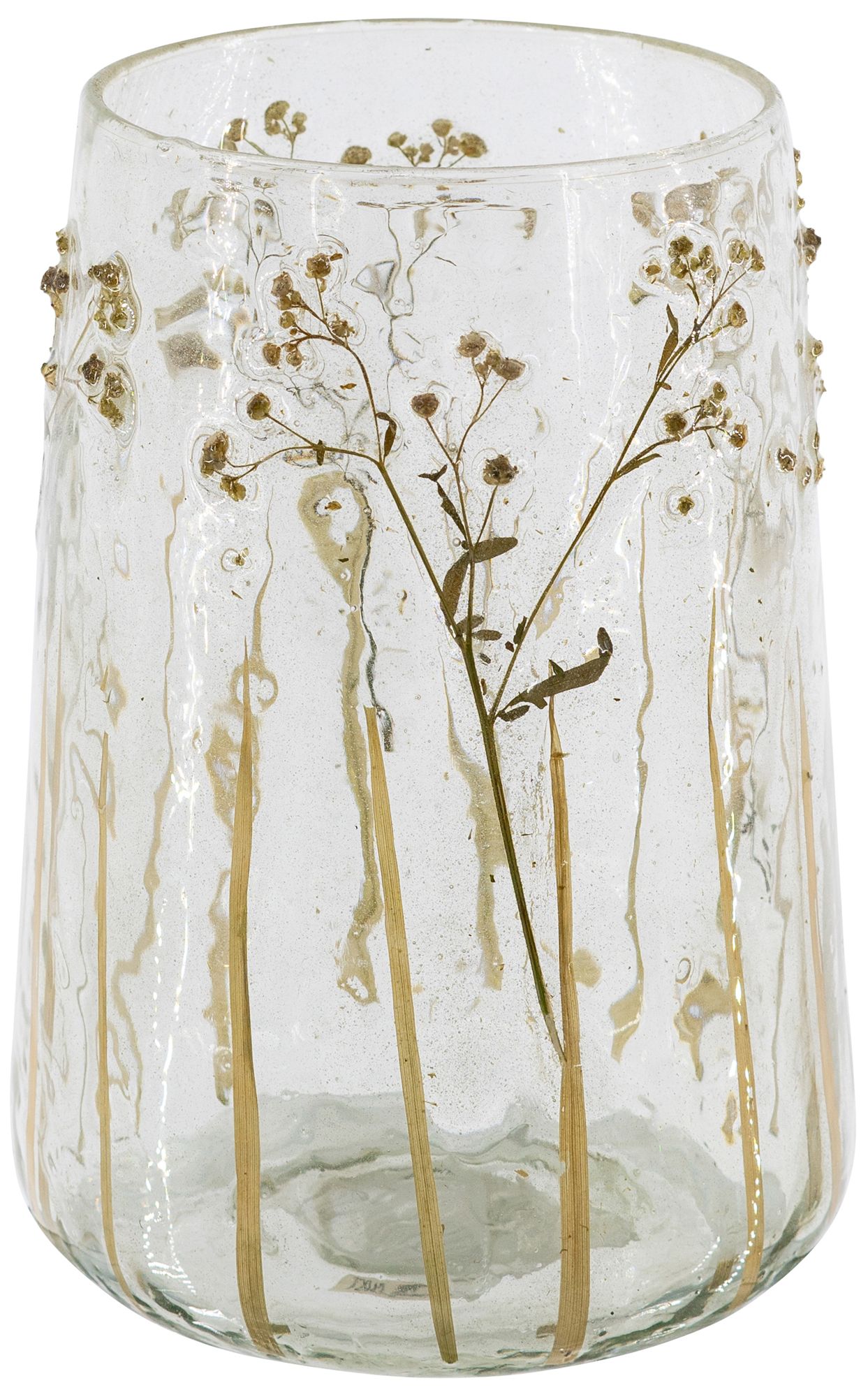 Image 2 Clear Glass Vase with Green Botanical Motifs - Clear, Green