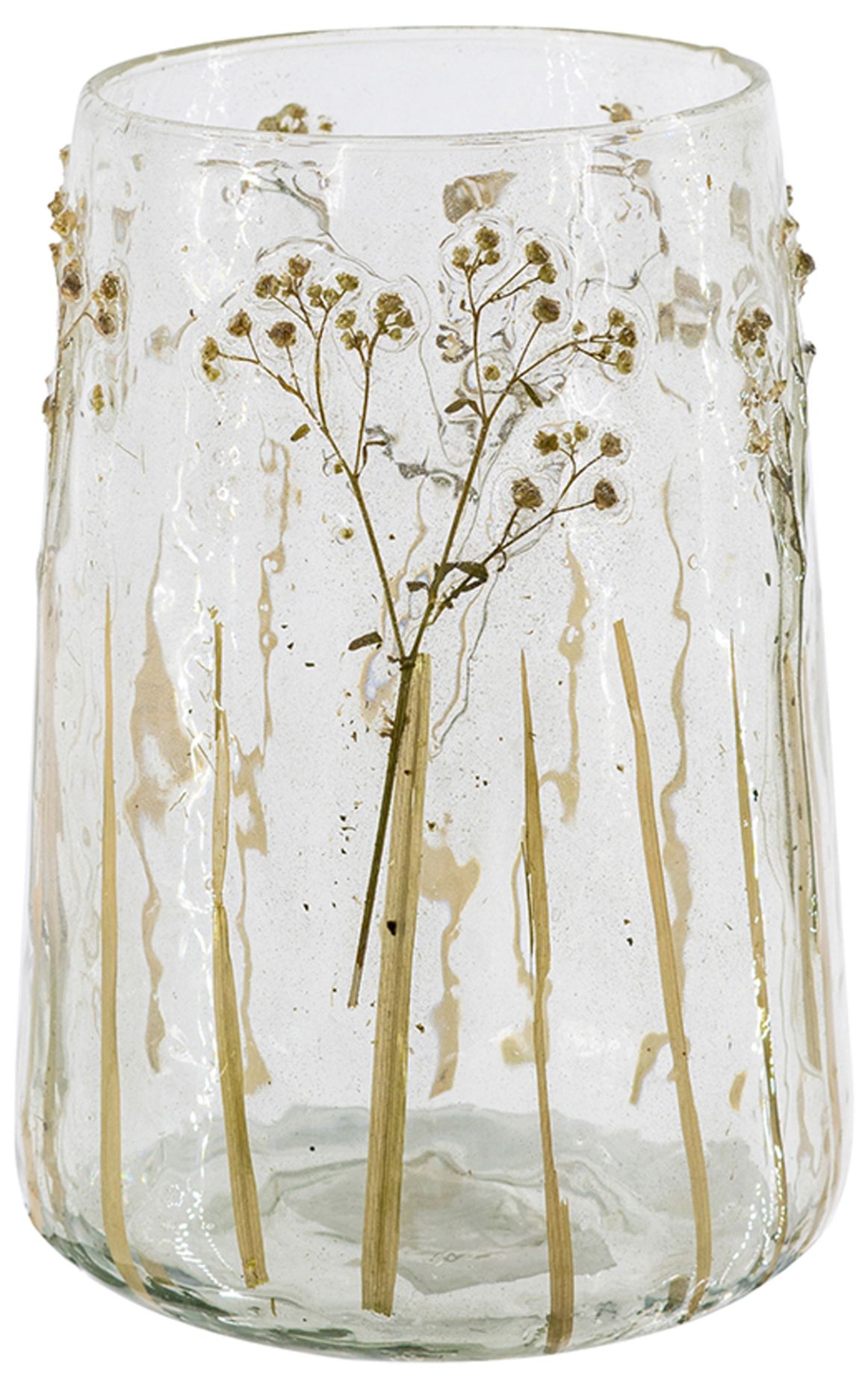 Image 3 Clear Glass Vase with Green Botanical Motifs - Clear, Green more views