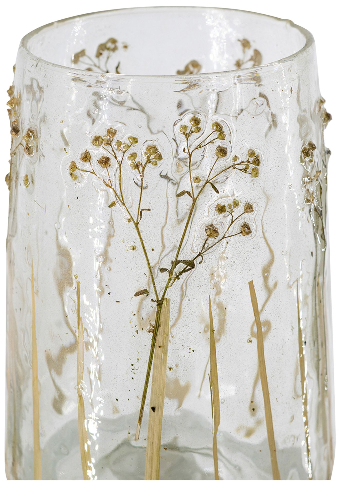 Image 4 Clear Glass Vase with Green Botanical Motifs - Clear, Green more views