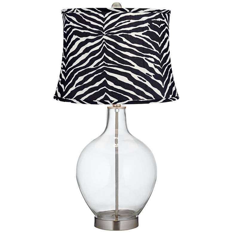 Image 1 Clear Glass Zebra Stripe Shade Ovo Table Lamp