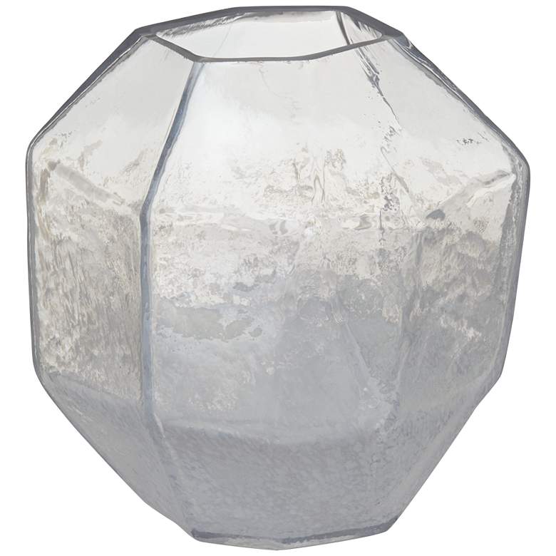 Image 1 Clear Iridescent 7" High Geometric Glass Vase