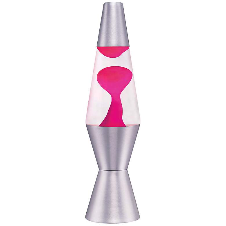 Image 1 Clear Liquid and Pink Wax 11 1/2 inch High Official Lava&#174; Lamp
