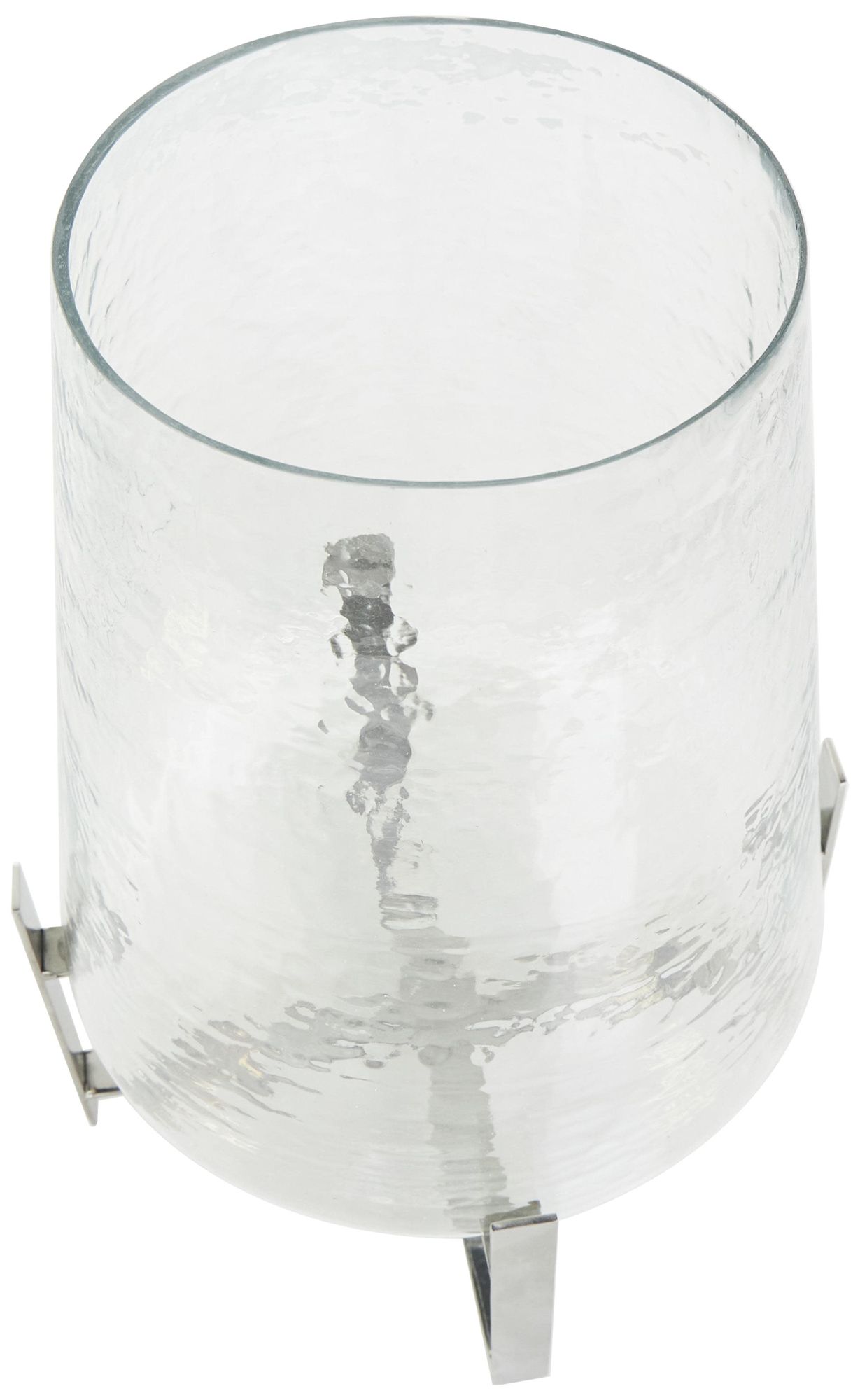 Image 6 Clear Stainless Steel Metal Contemporary Hurricane Lamp, 10" x 10" x 16" more views