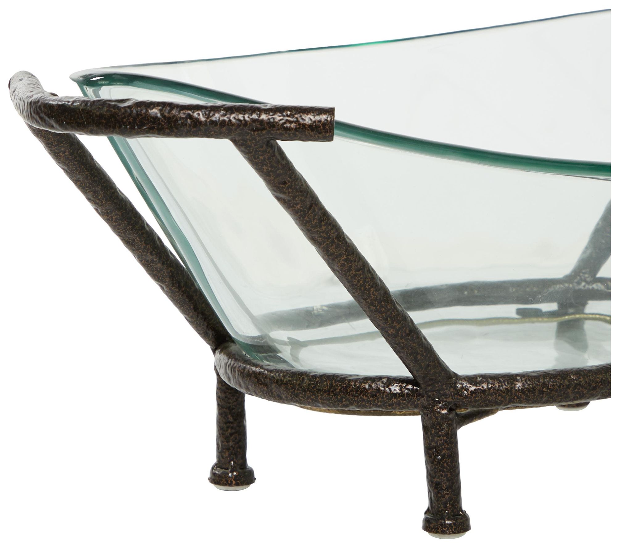 Image 3 Clear Tempered Glass Modern Serving Bowl, 26" x 10" x 9" more views