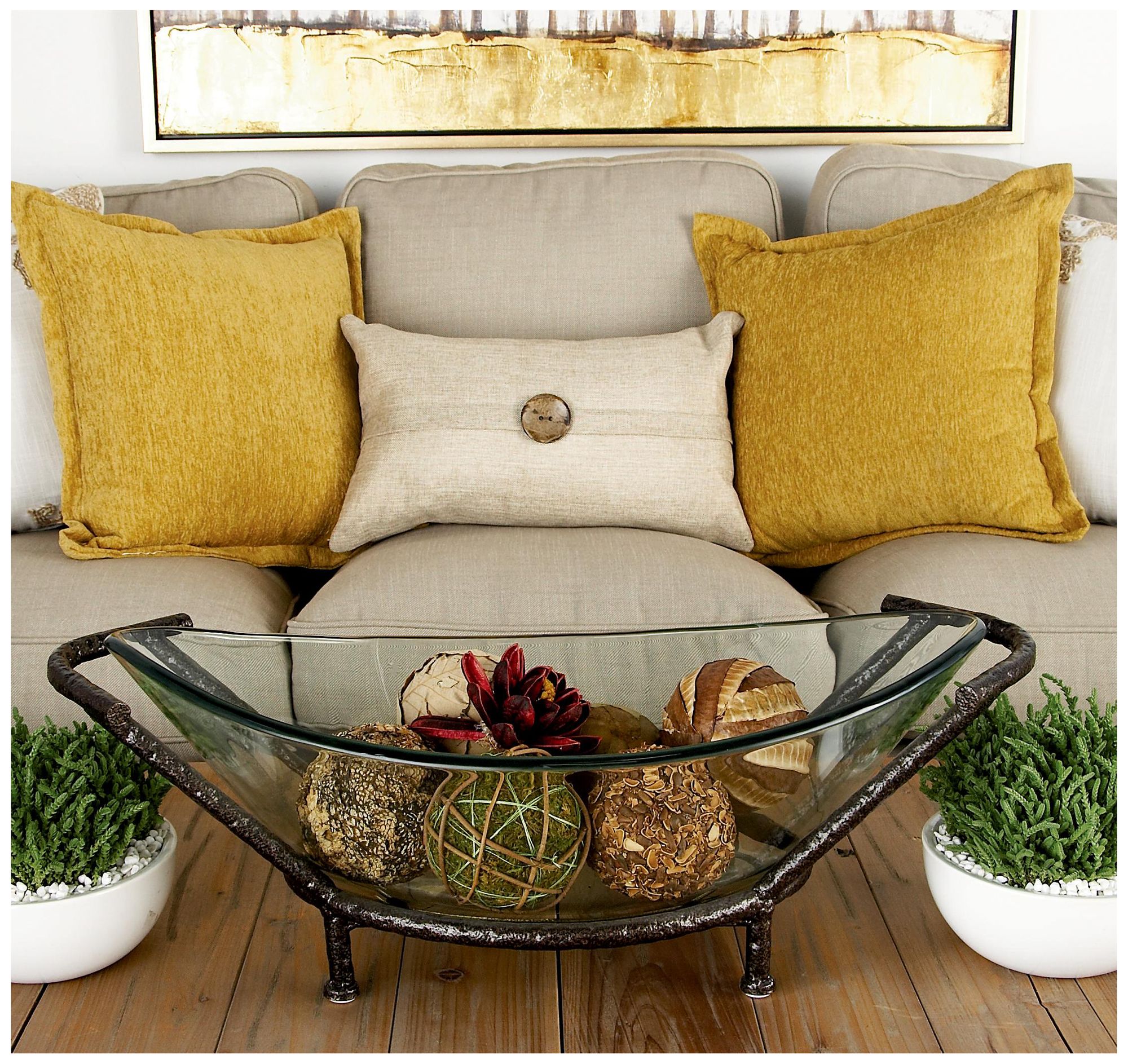 Image 4 Clear Tempered Glass Modern Serving Bowl, 26" x 10" x 9" more views