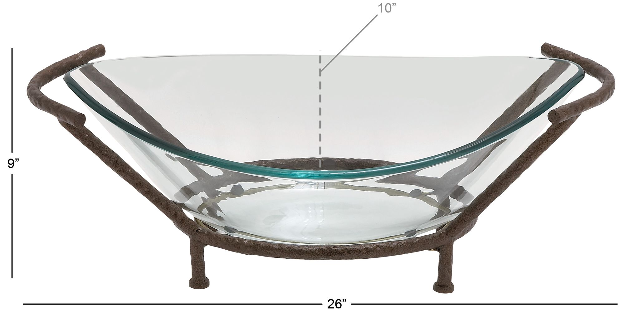 Image 6 Clear Tempered Glass Modern Serving Bowl, 26" x 10" x 9" more views