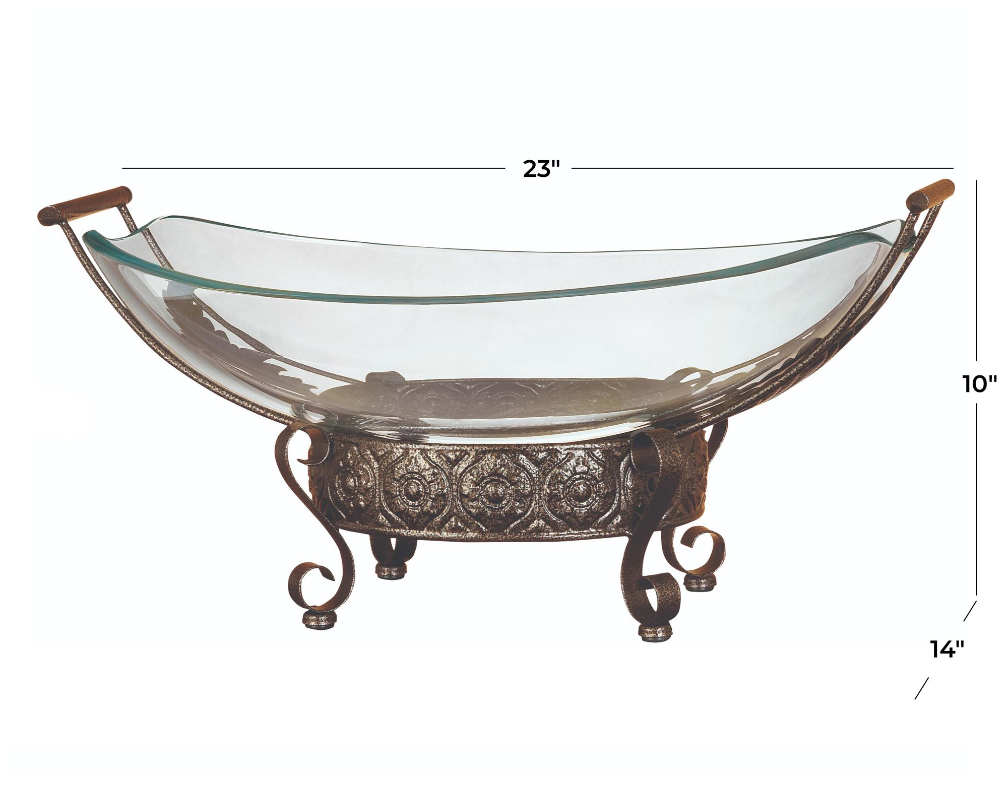 Image 5 Clear Tempered Glass Traditional Serving Bowl, 23" x 14" x 10" more views