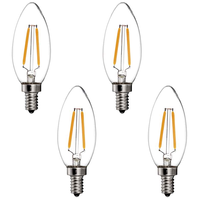 Image 1 Clear Torpedo 2W E12 Base Filament Dimmable LED Bulb 4-Pack