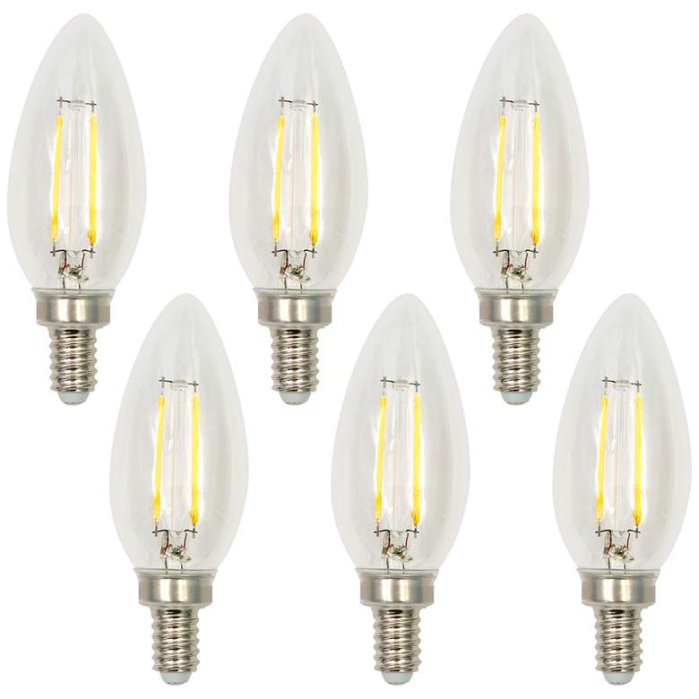 Image 1 Clear Torpedo 2W E12 Base Filament Dimmable LED Bulb 6-Pack