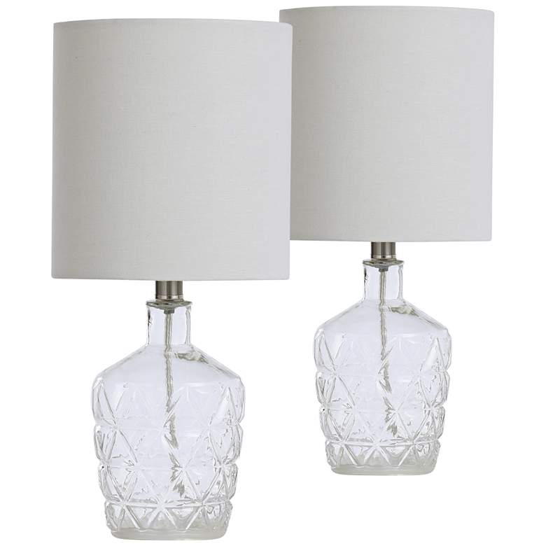 Image 1 Clear Water Textured Glass 18 inchH Accent Table Lamps Set of 2