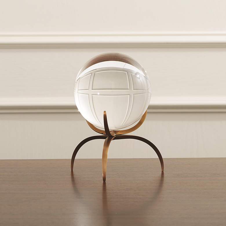 Image 1 Clearlight Orb 7 1/2"H Crystal Bronze Decorative Sculpture