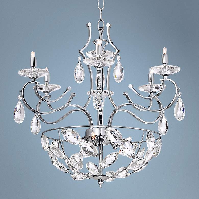 Image 1 Clearview Chrome 9-Light Clear Crystal Pendant Chandelier
