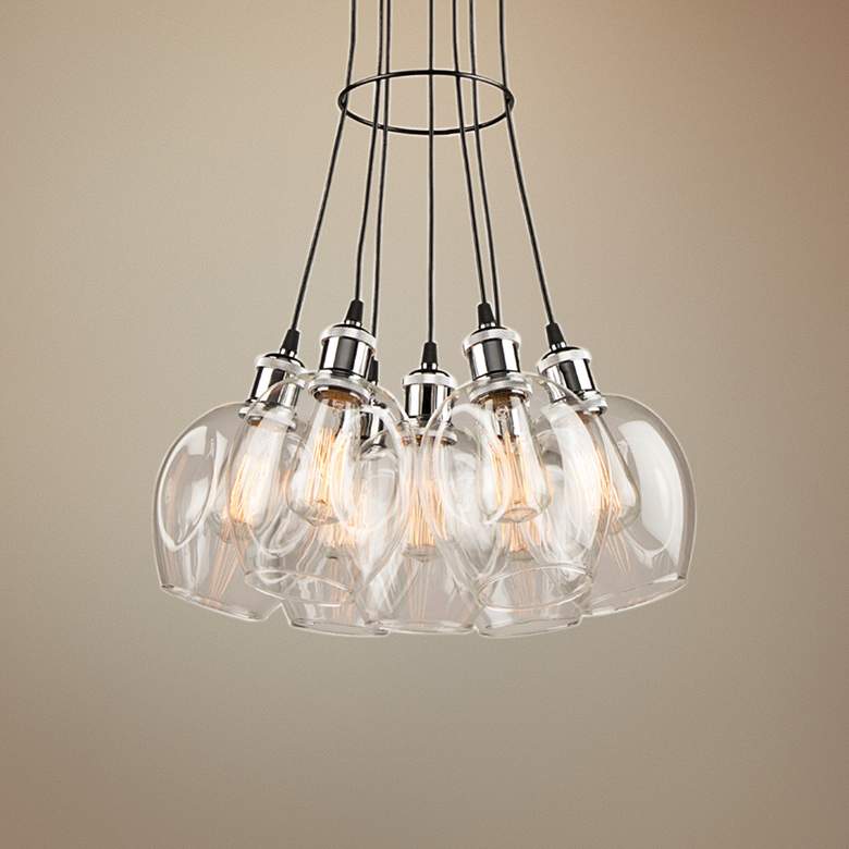 Image 1 Clearwater 18"W Polish Nickel and Black Multi Light Pendant