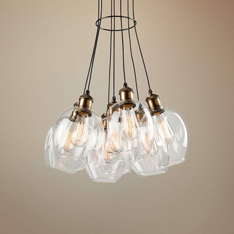 Image 1 Clearwater 18"W Vintage Brass and Black Multi Light Pendant