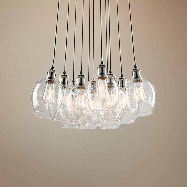 Image 1 Clearwater 22"W Polish Nickel and Black Multi Light Pendant