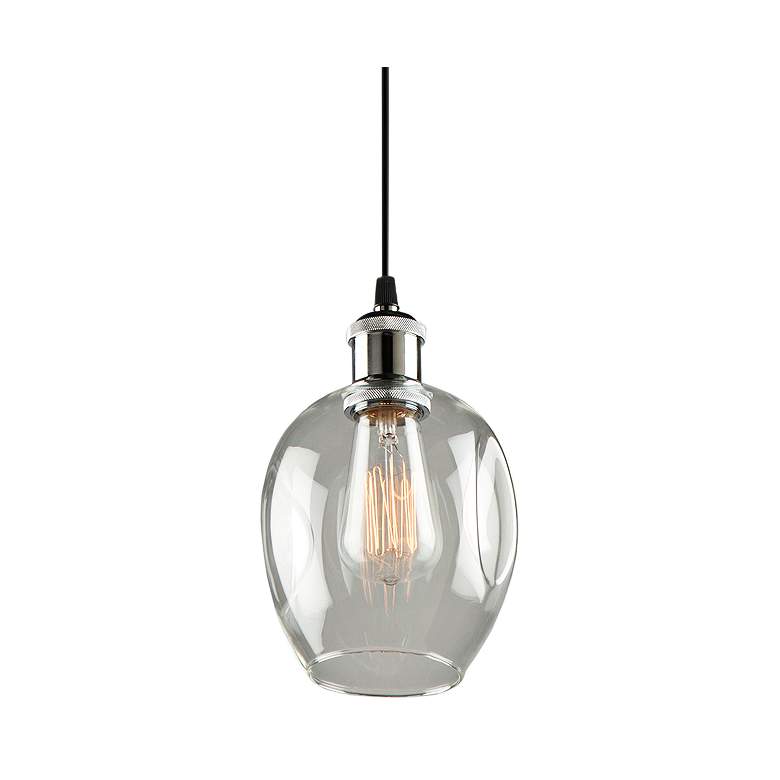 Clearwater 5 1/2&quot; Wide Polish Nickel and Black Mini Pendant