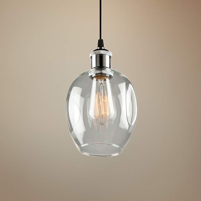 Image 1 Clearwater 5 1/2" Wide Polish Nickel and Black Mini Pendant