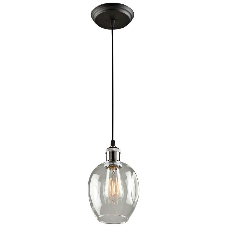 Clearwater 5 1/2&quot; Wide Polish Nickel and Black Mini Pendant more views