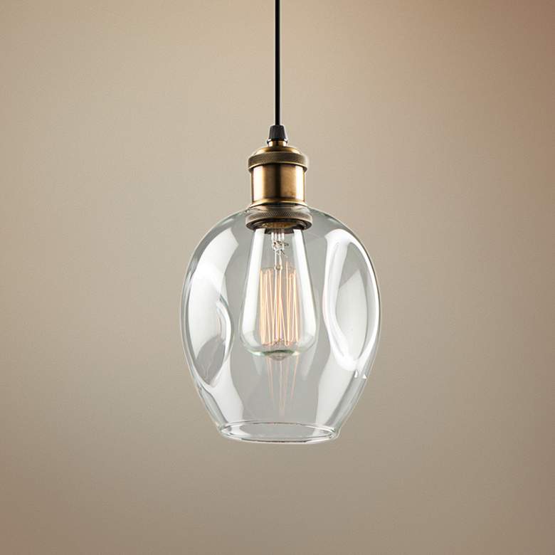 Image 1 Clearwater 5 1/2" Wide Vintage Brass and Black Mini Pendant