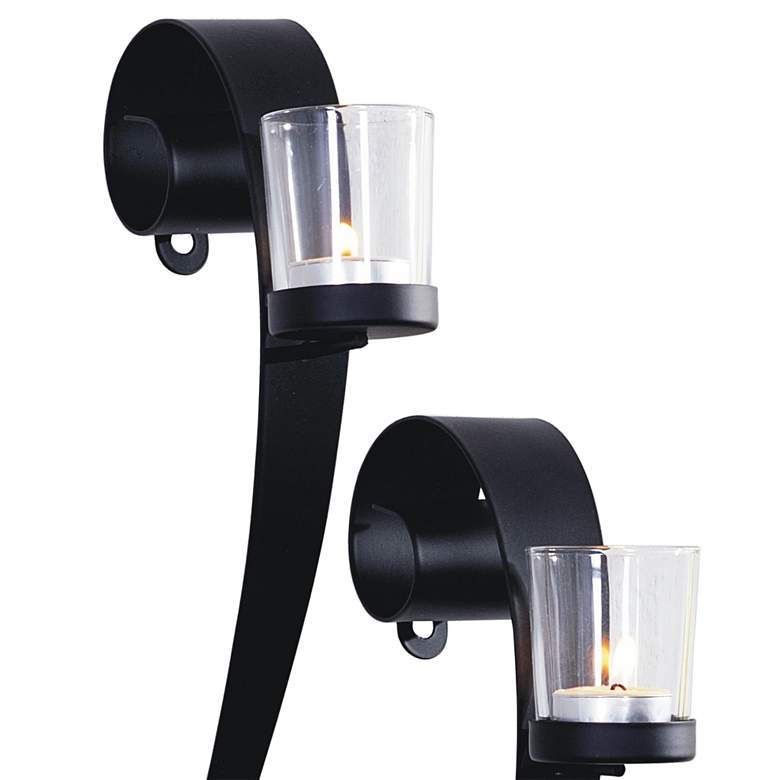 Image 3 Clef Black Wall Sconce Votive Candle Holders Set of 2 more views