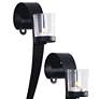 Clef Black Wall Sconce Votive Candle Holders Set of 2