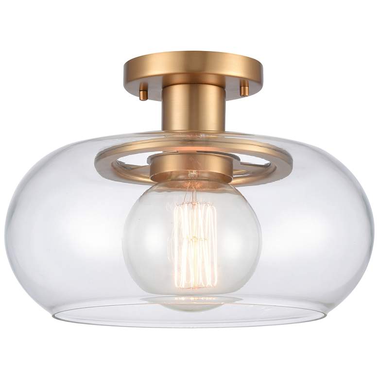 Image 1 Clement 13 inch Wide 1-Light Semi Flush Mount - Brushed Gold