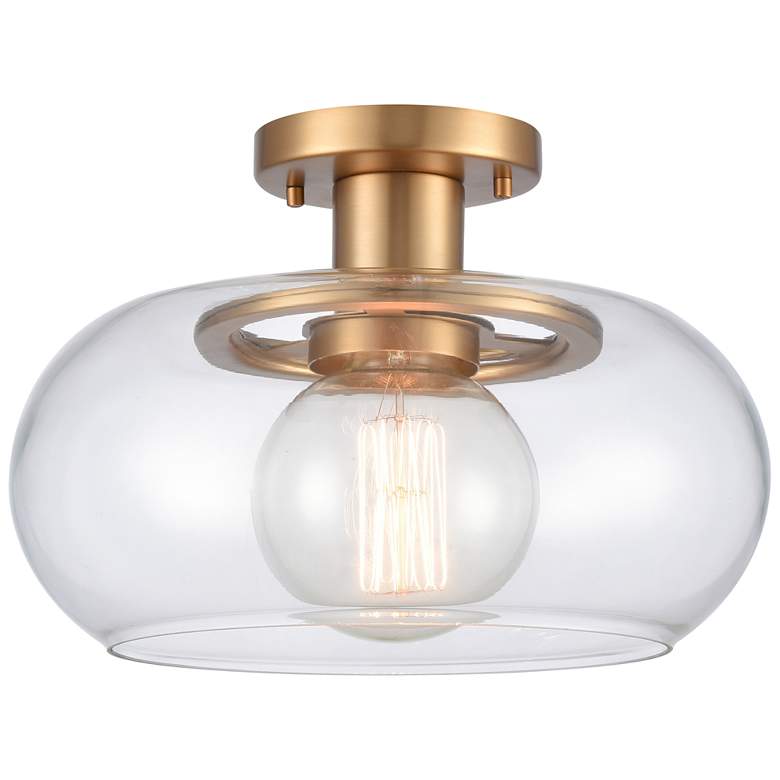 Image 1 Clement 13" Wide 1-Light Semi Flush Mount - Brushed Gold