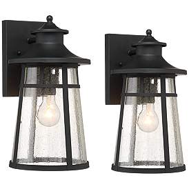 Image1 of Clement 15" High Black Finish Lantern Wall Sconces Set of 2