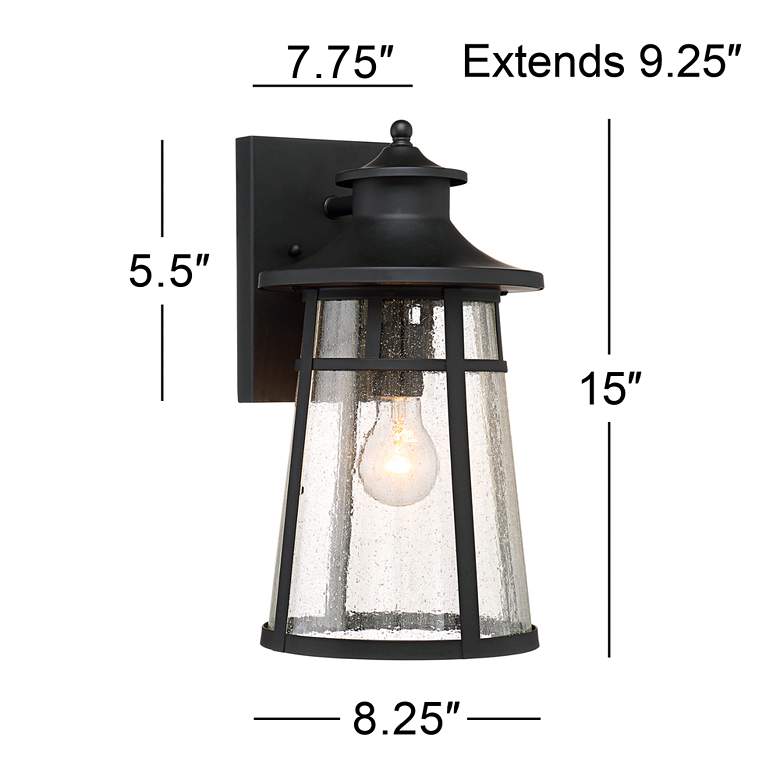 Image 6 Clement 15" High Black Finish Lantern Wall Sconces Set of 2 more views
