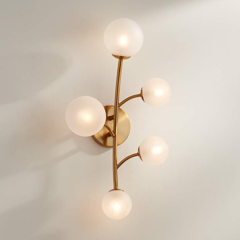 Image 1 Clement 24" High Burnished Brass 5-Light LED Wall Sconce