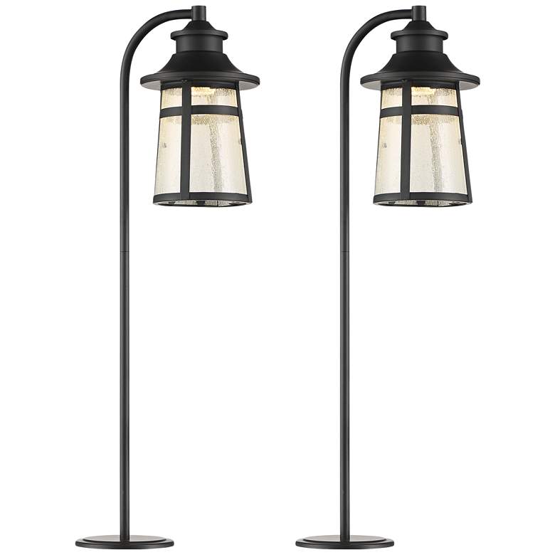 Image 1 Clement 26 1/4"H Black LED Landscape Path Lights Set of 2