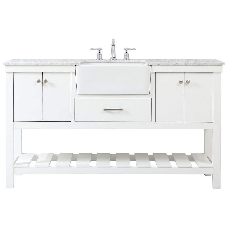 Image 1 Clement 60" Wide White Single Sink Bathroom Vanity