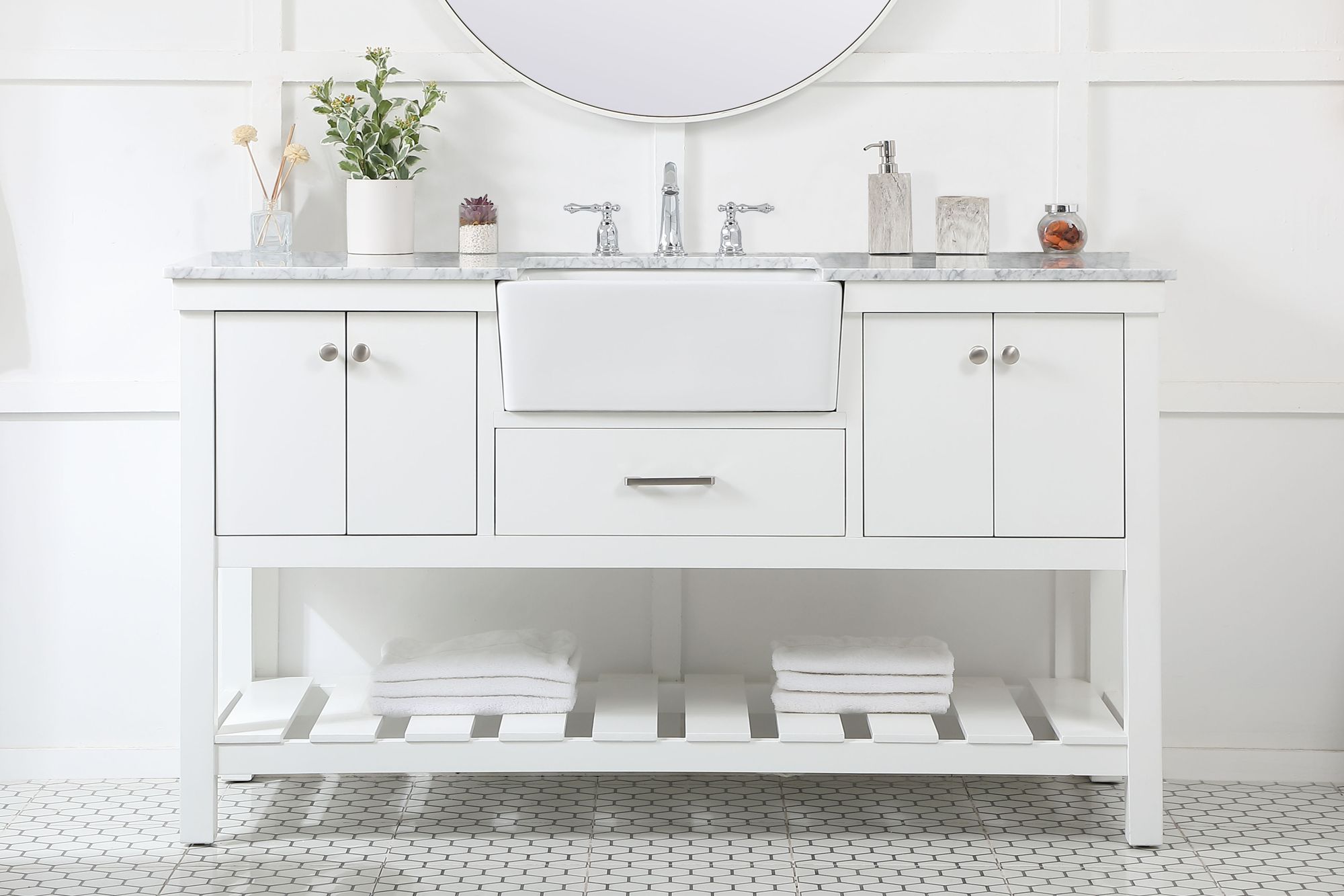 Image 5 Clement 60" Wide White Single Sink Bathroom Vanity more views