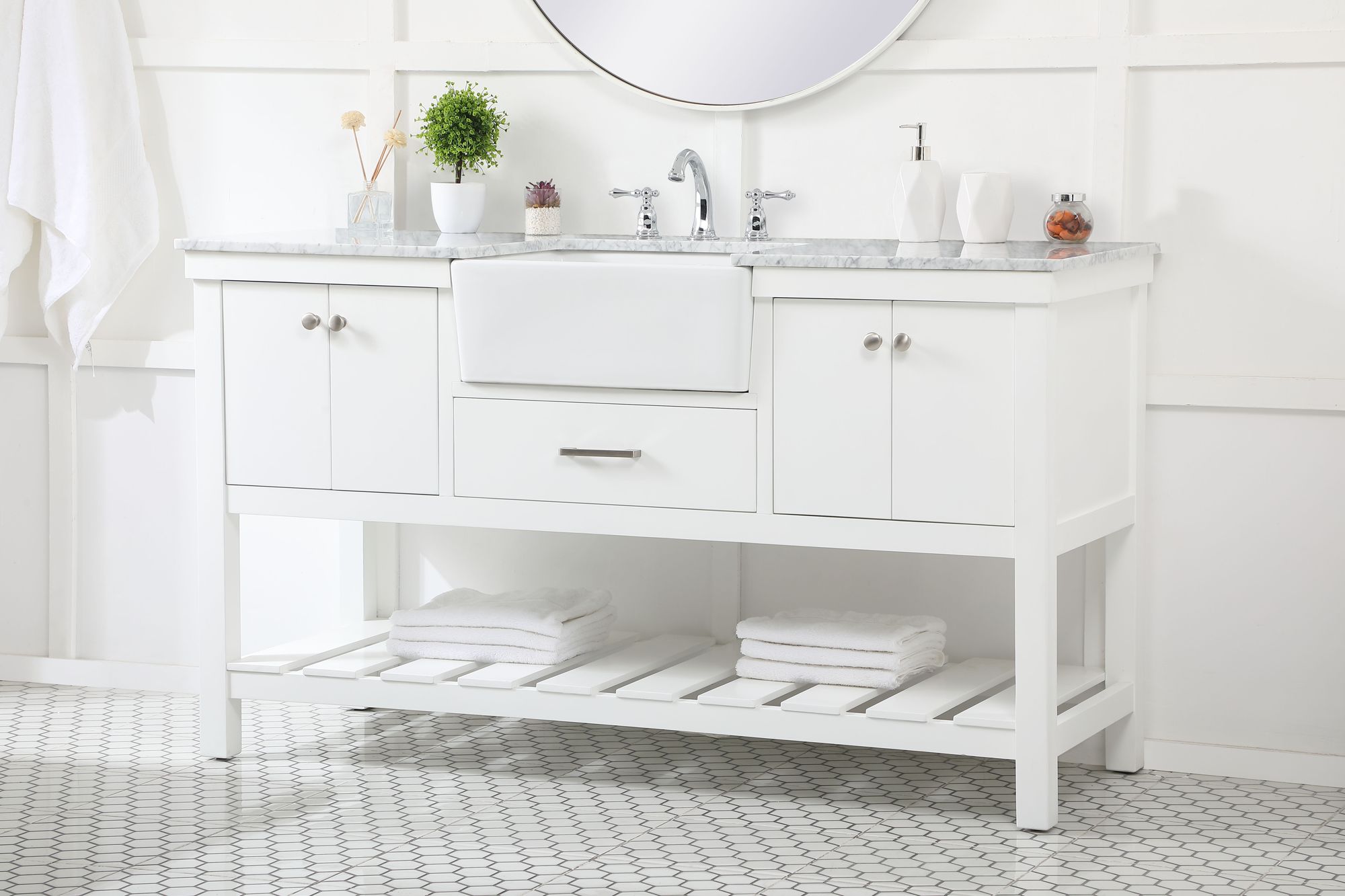 Image 6 Clement 60" Wide White Single Sink Bathroom Vanity more views
