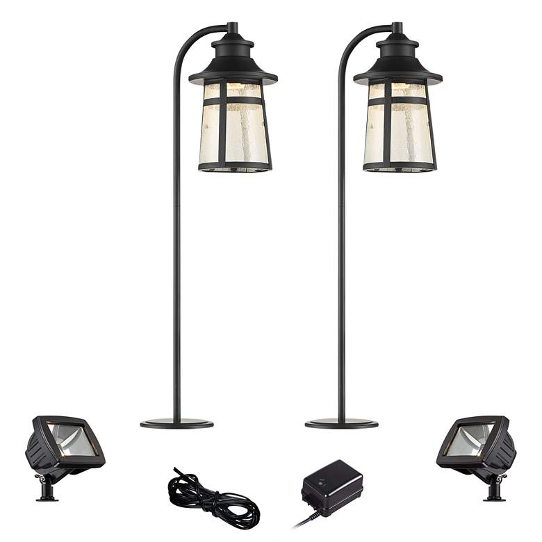 Image 1 Clement Black 6-Piece LED Landscape Path and Flood Light Set