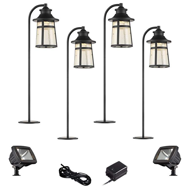 Image 1 Clement Black 8-Piece LED Landscape Path and Flood Light Set