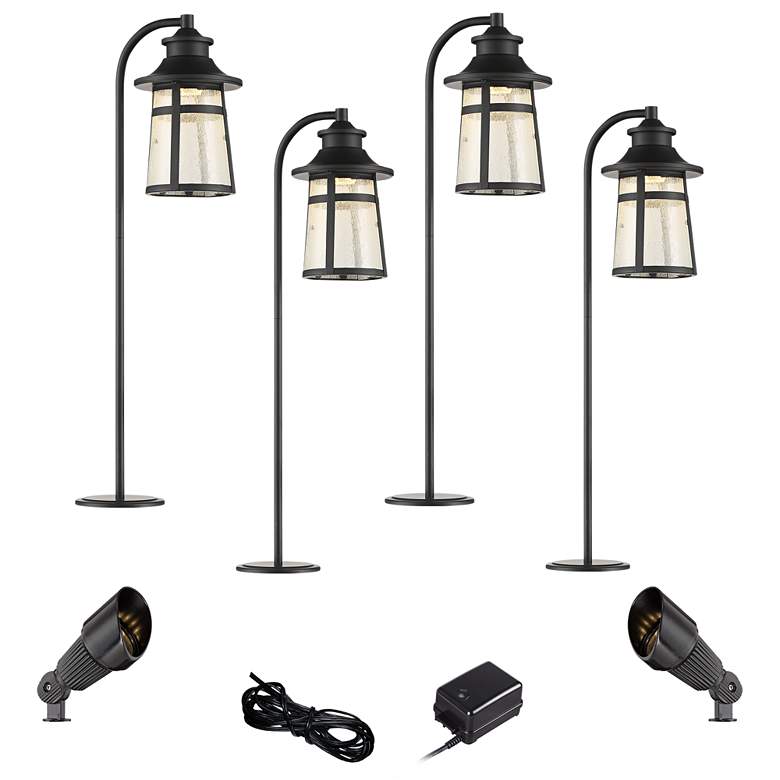 Image 1 Clement Black 8-Piece LED Landscape Path and Spot Light Set