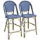 Clementine Blue White Wicker Patio Dining Chairs Set of 2