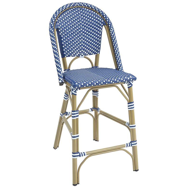 Image 3 Clementine Blue White Wicker Patio Dining Chairs Set of 2 more views