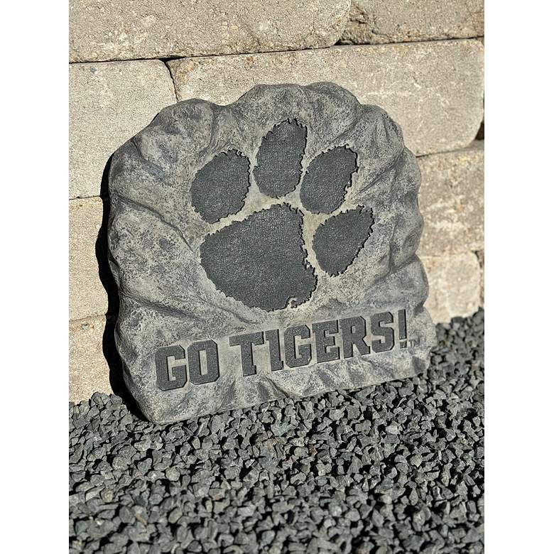 Image 1 Clemson Tiger Paw 11" High Trevia Graystone Stepping Stone