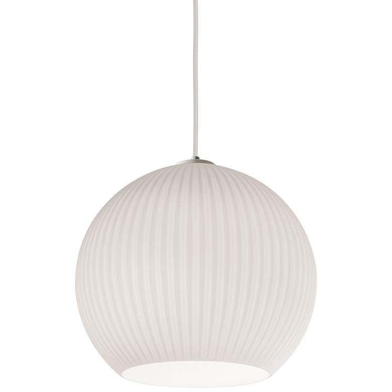 Image 2 Cleo 12 1/2 inch Wide Frosted White Ribbed Glass Pendant Light