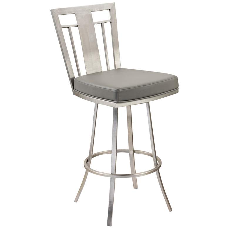 Image 1 Cleo 30" Gray Faux Leather Swivel Barstool
