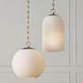 6_Cleo Capsule 9" Wide Brass and Alabaster Glass Mini Pendant more views