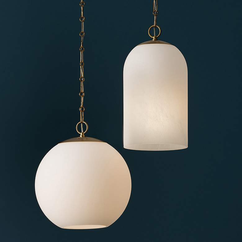 Image 7 Cleo Capsule 9" Wide Brass and Alabaster Glass Mini Pendant more views