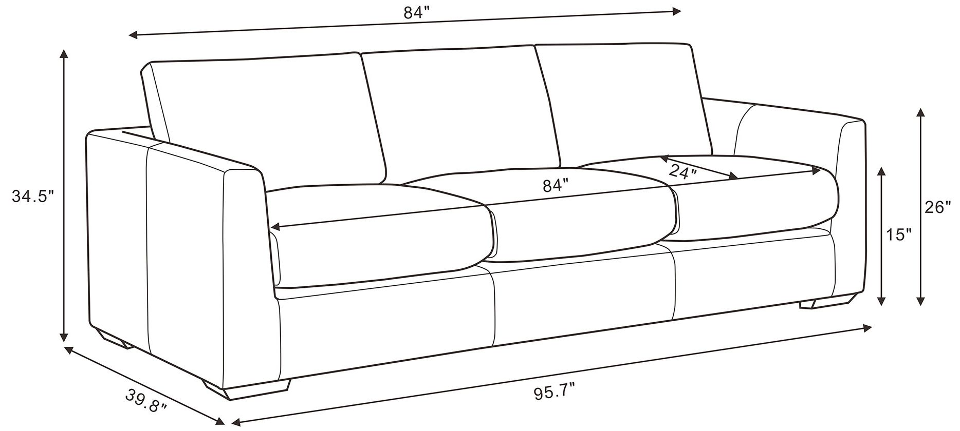 Image 3 Cleo Contemporary 96" Upholstered Sofa in Cream more views