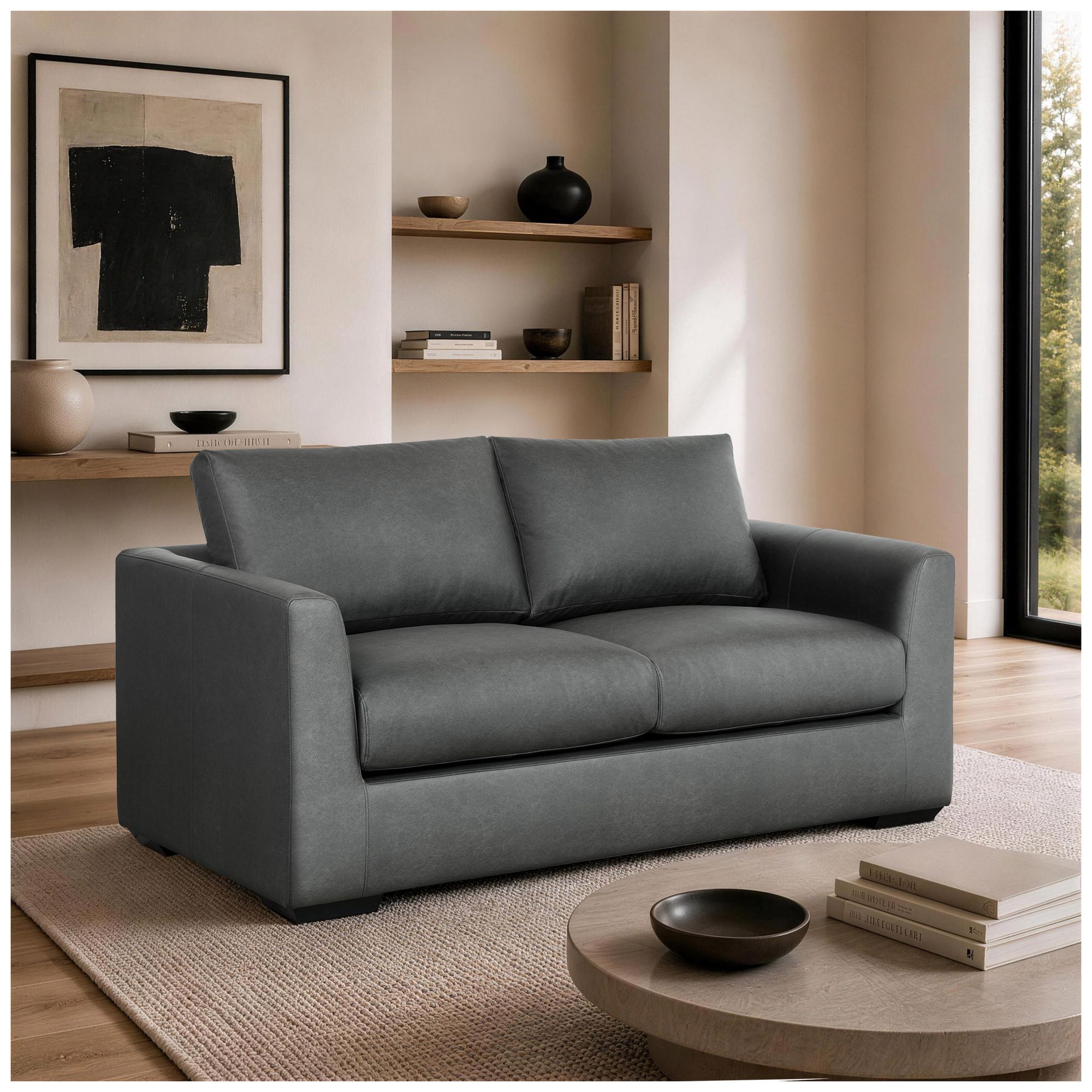 Image 2 Cleo Contemporary Upholstered Loveseat in Pewter more views