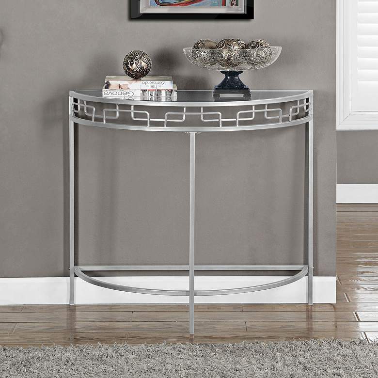 Image 1 Cleo Silver Metal Demilune Hall Console Table