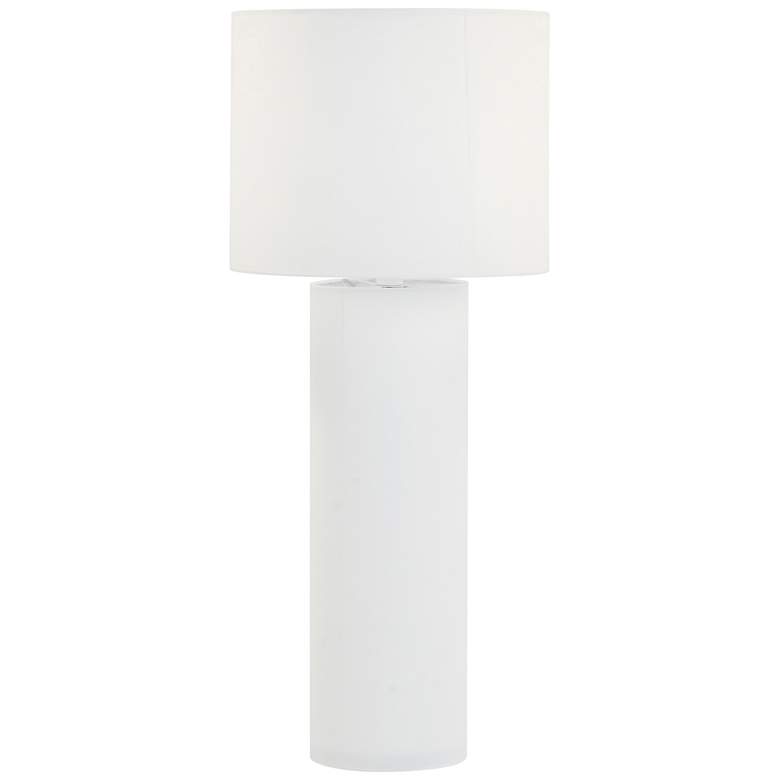 Image 1 Cleopatra Cream Linen Fabric Column Floor Lamp